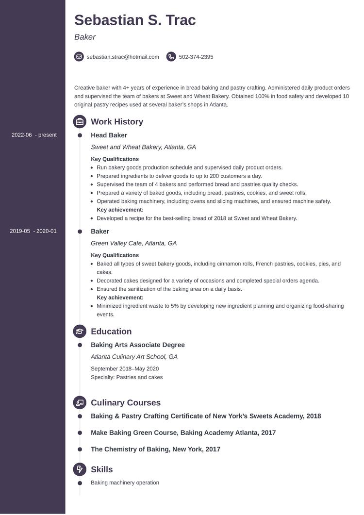 Baker Resume Example - Concept