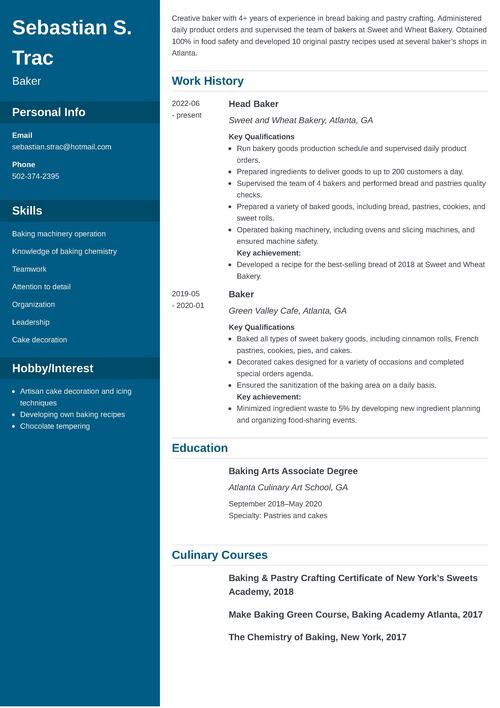 Baker Resume Example