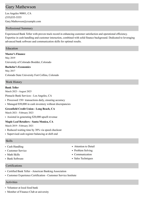 sample resume example