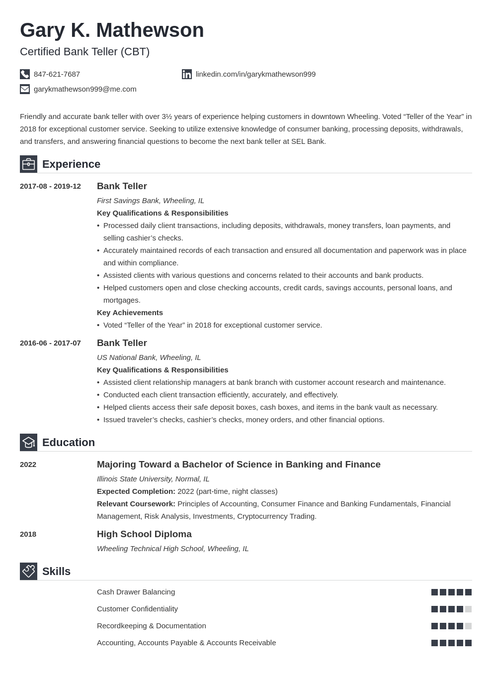 Bank Teller Resume Examples (+ Bank Teller Skills)