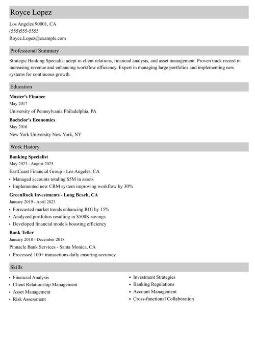 sample resume example