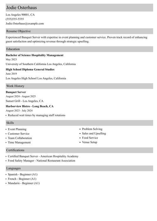 sample resume example