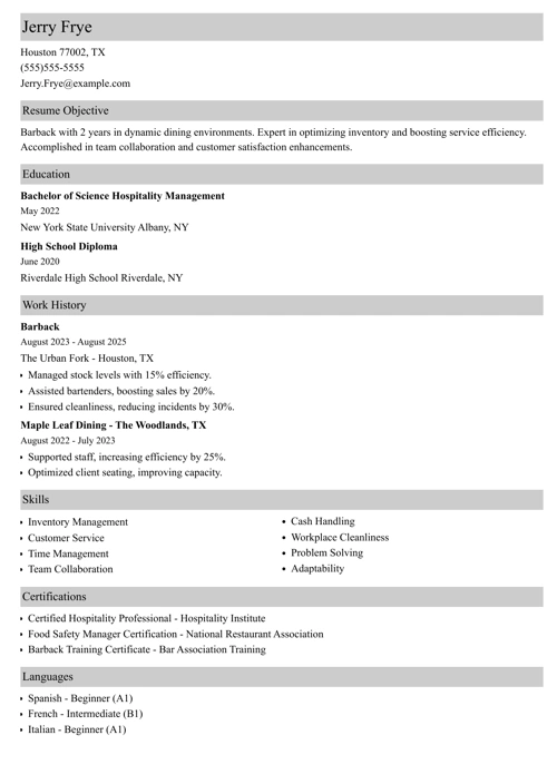 sample resume example
