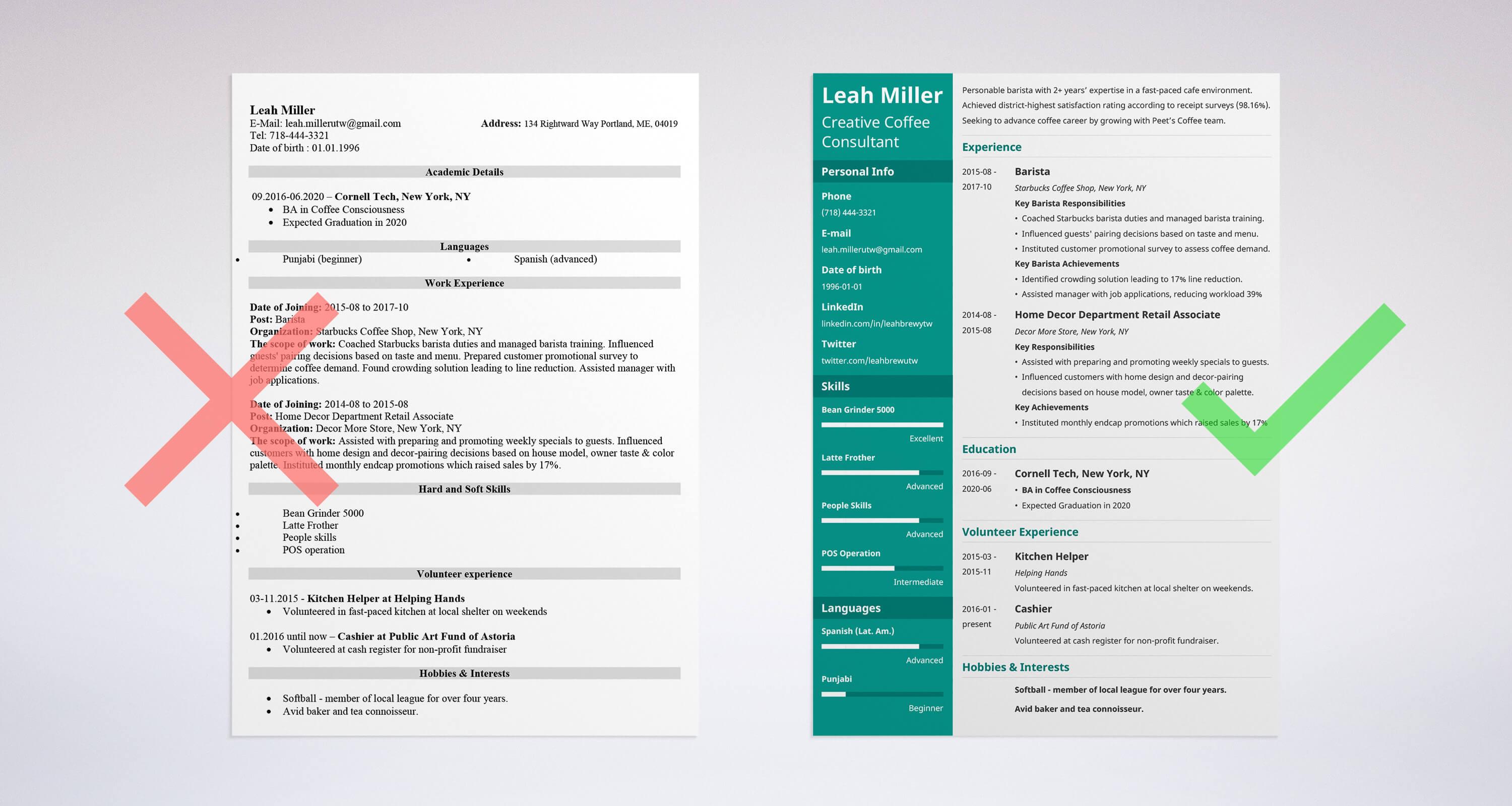 Barista Resume Sample And Plete Guide [20 Examples]