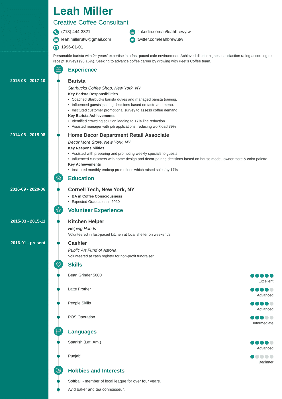 Cv Starbucks Serat