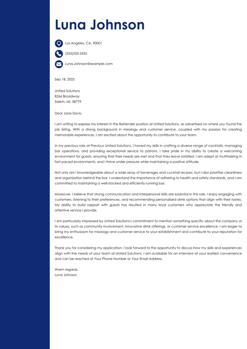 sample cover letter example
