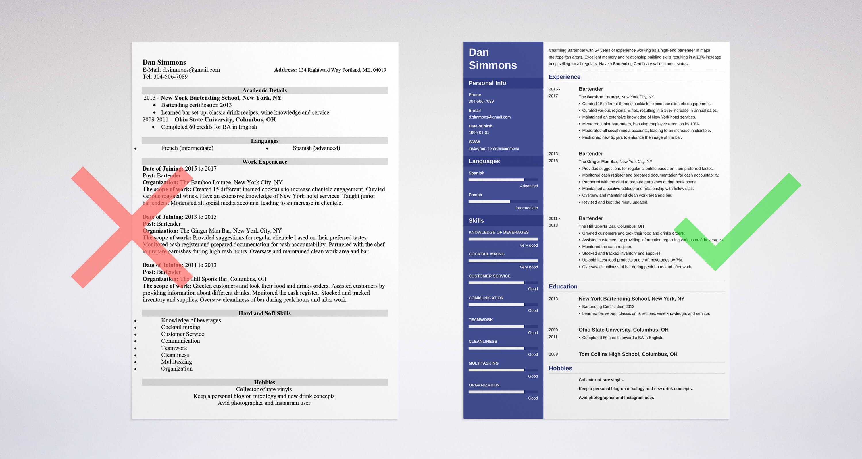 Bartender Resume Sample & Plete Guide [ 20 Examples]