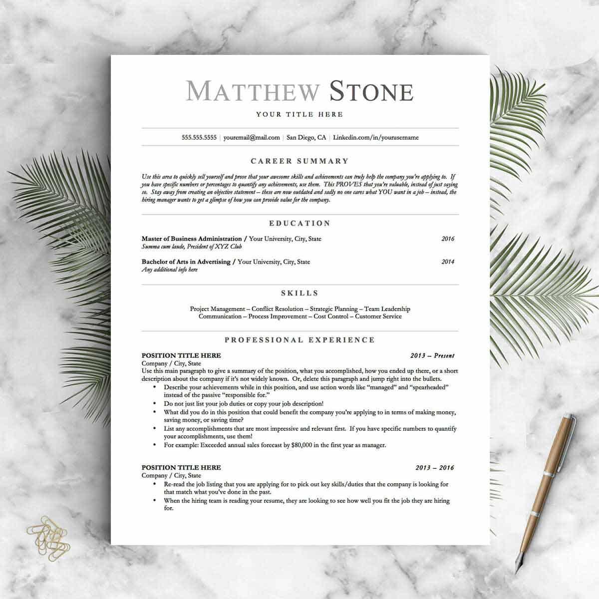 free resume template download for mac