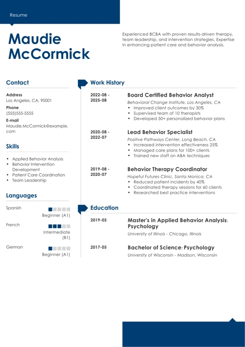 bcba resume example