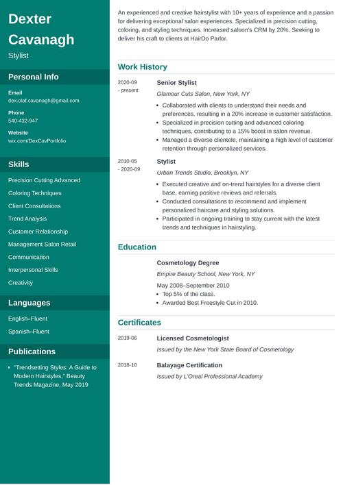 Resume Sample Made with Zety Resume Builder