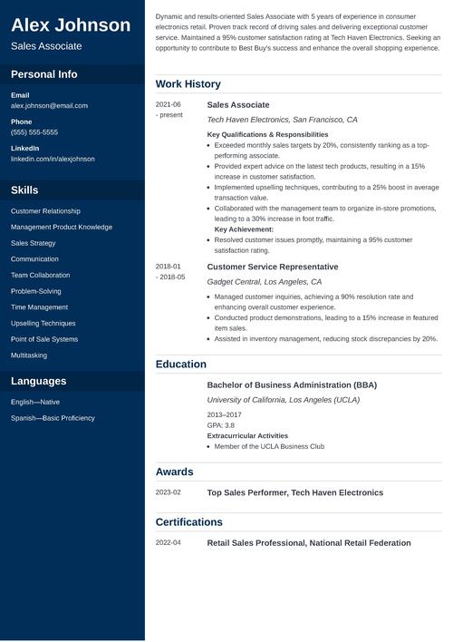 best buy resume example