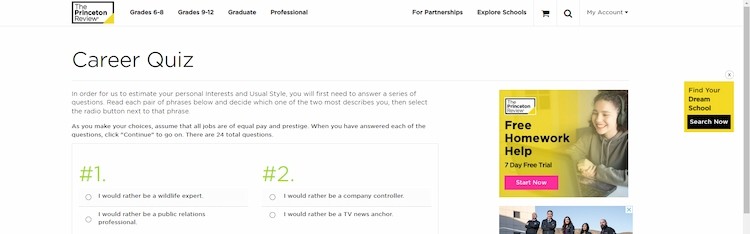 princeton review career quiz