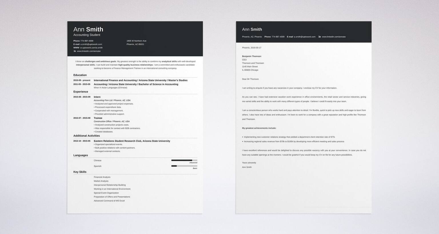 resume and cover letter set