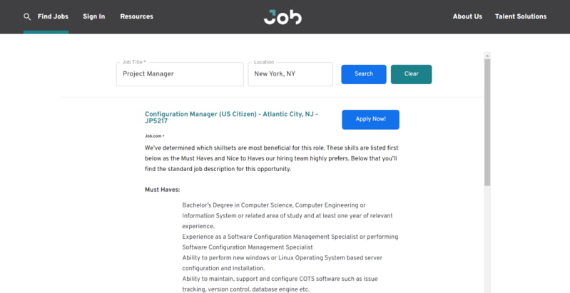 job.com homepage