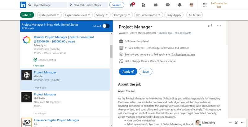 linkedin jobs homepage