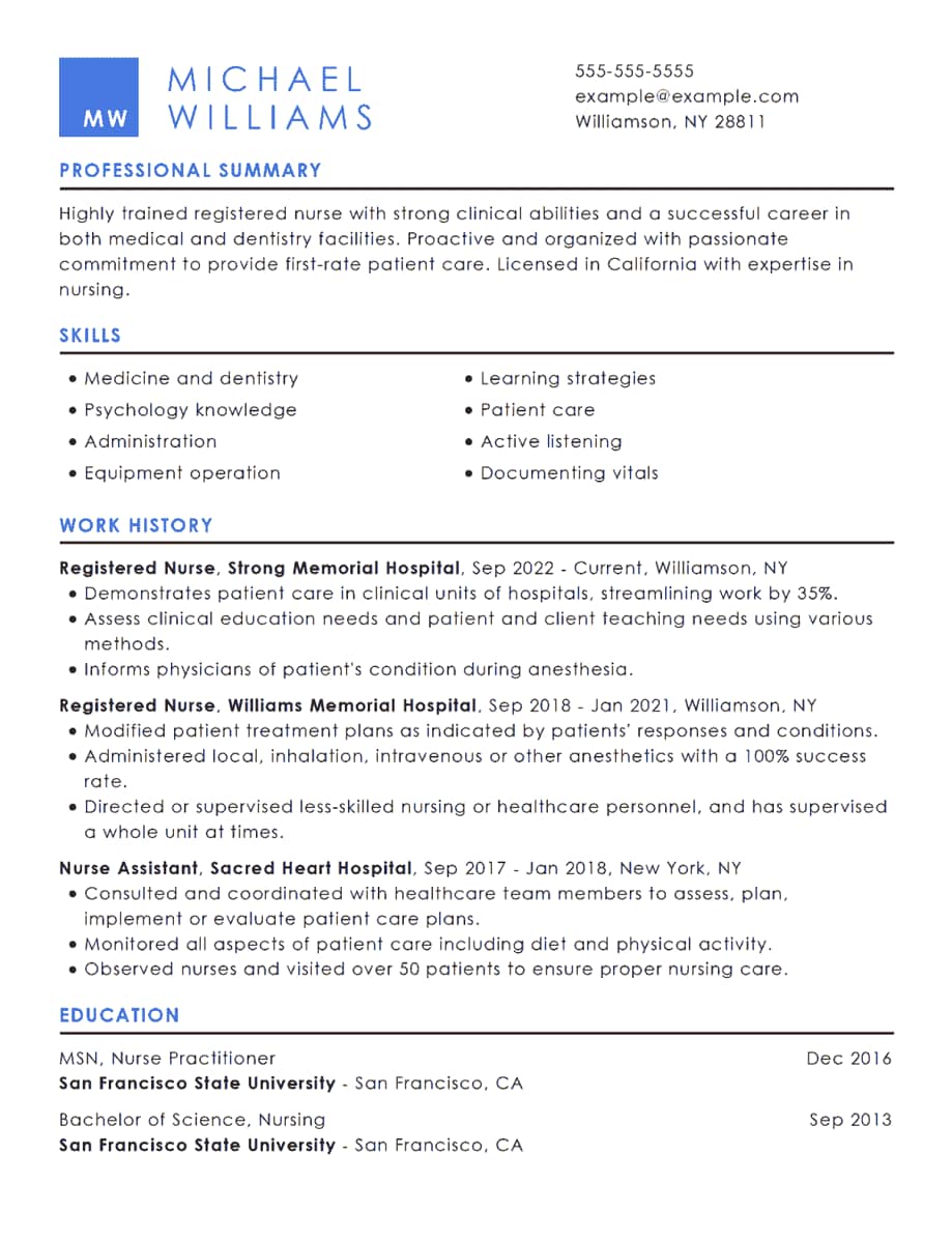 ResumeHelp sample resume example