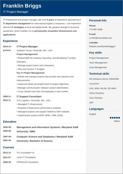 ResumeLab resume example