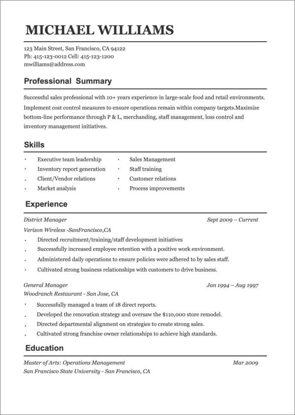 ResumeHelp resume sample