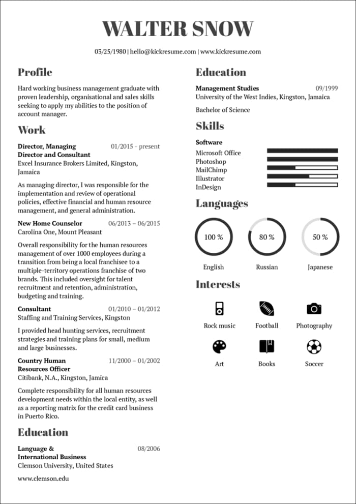 Kickresume resume example
