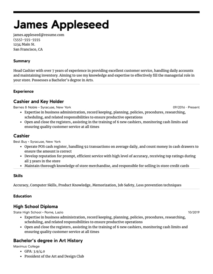 Resume.com Bianca Resume Template