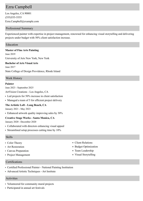 sample resume example