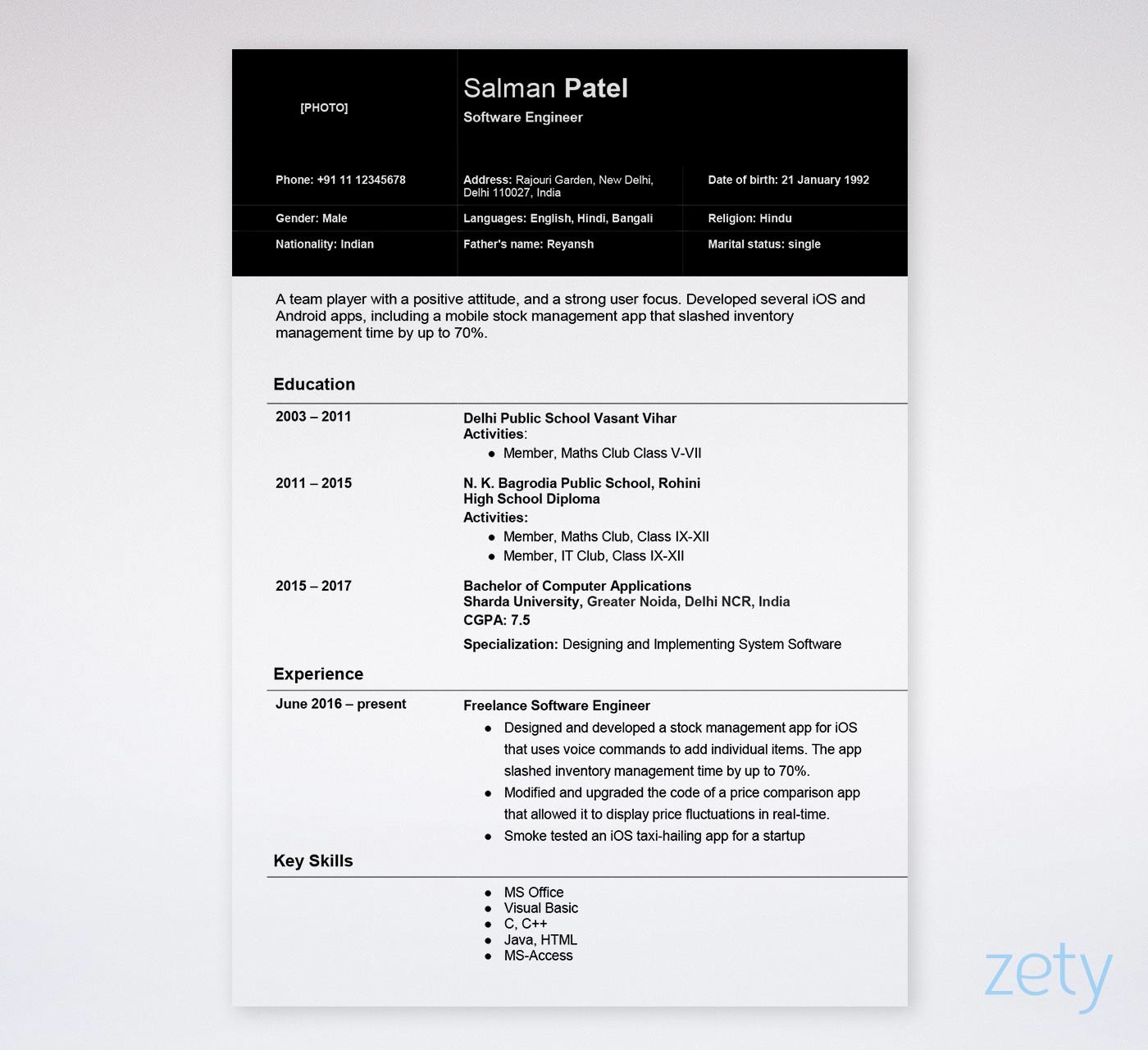 Biodata Format For Marriage Job Download Ms Word Form