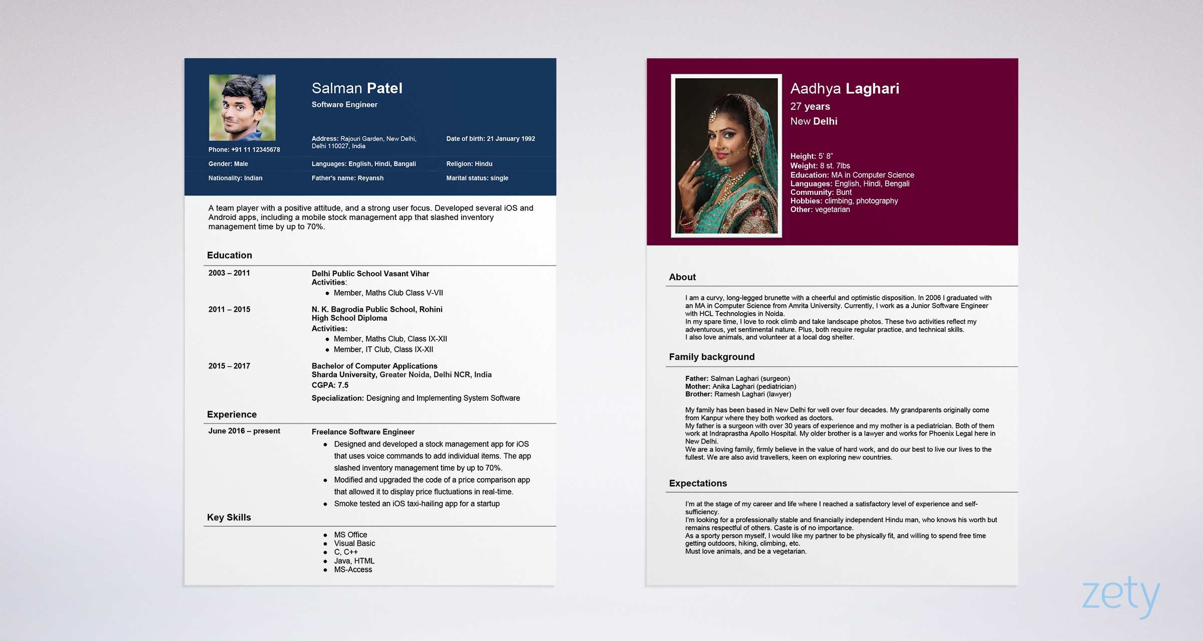 Biodata Format For Marriage Job Download Ms Word Form