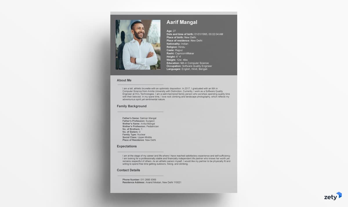 biodata format for job application free download