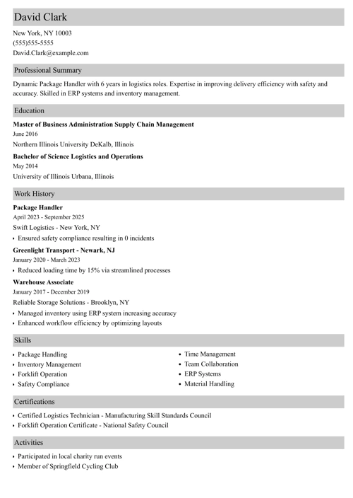 sample resume example