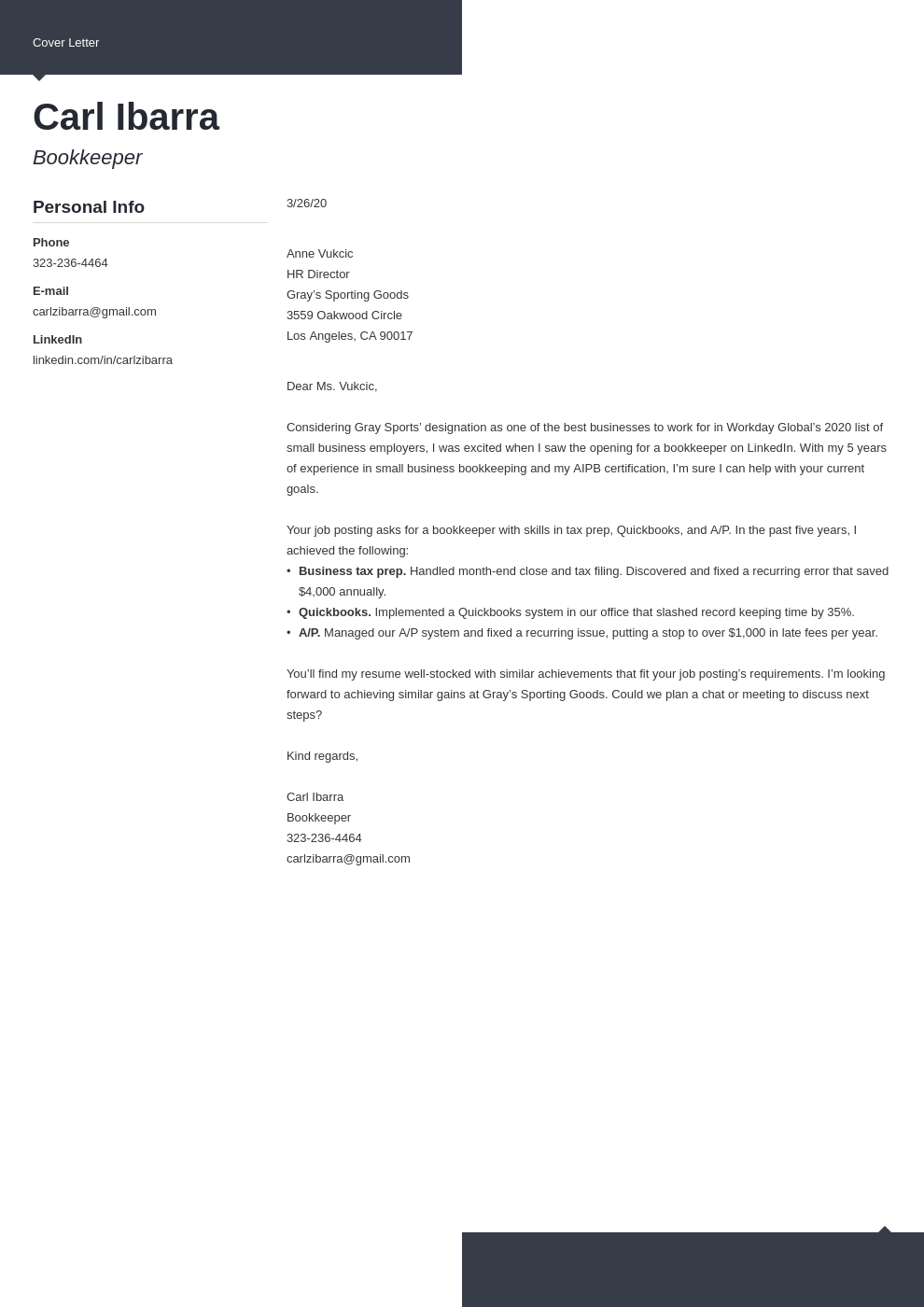 Bookkeeper Cover Letter: Sample, Format, & Writing Guide