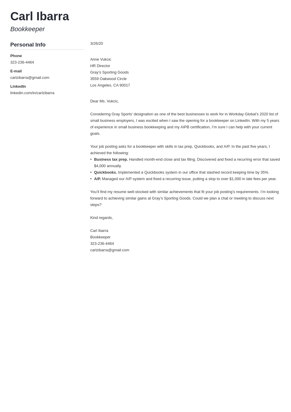 bookkeeping cover letter examples
