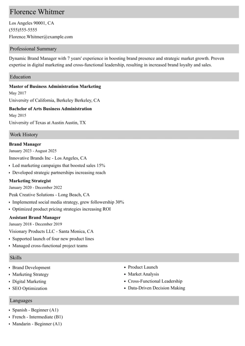 sample resume example