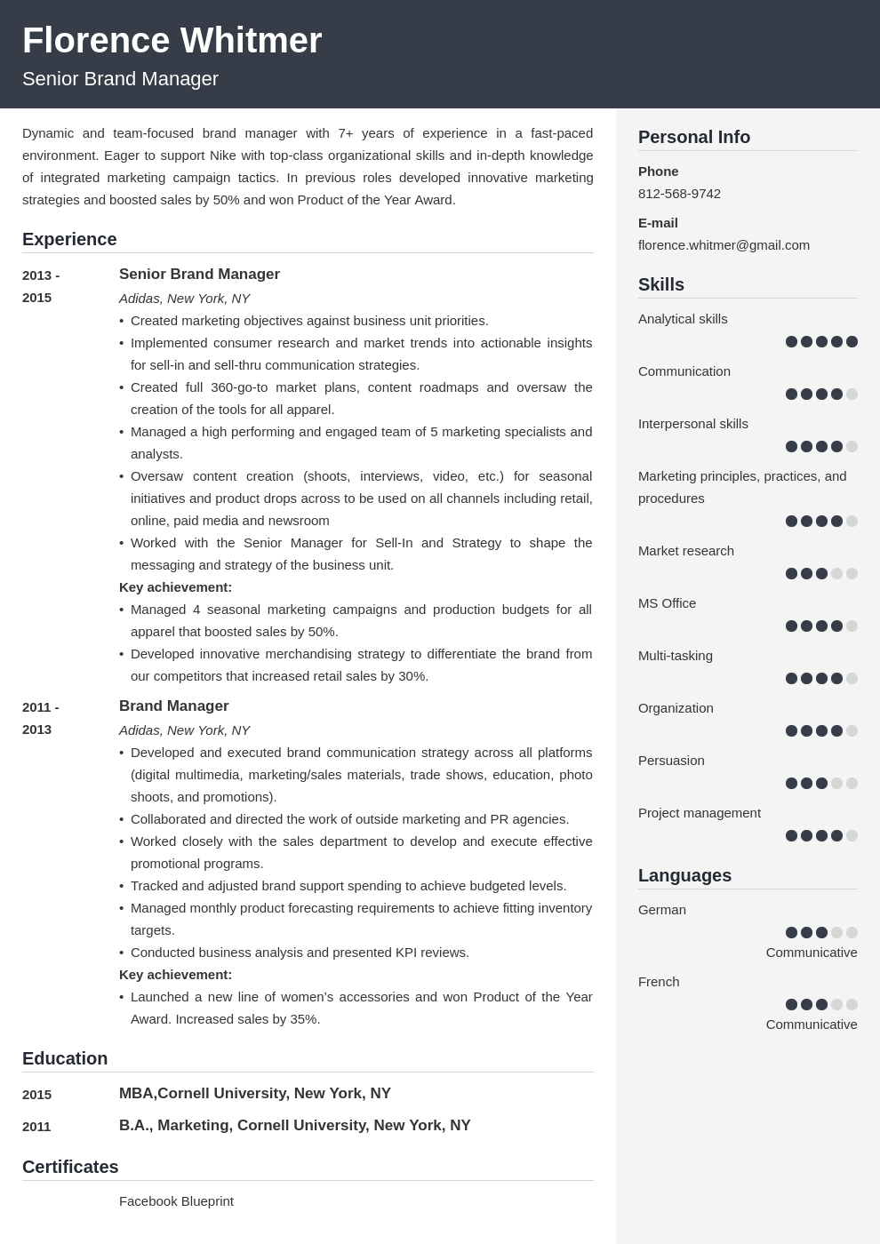 brand manager resume example template cubic