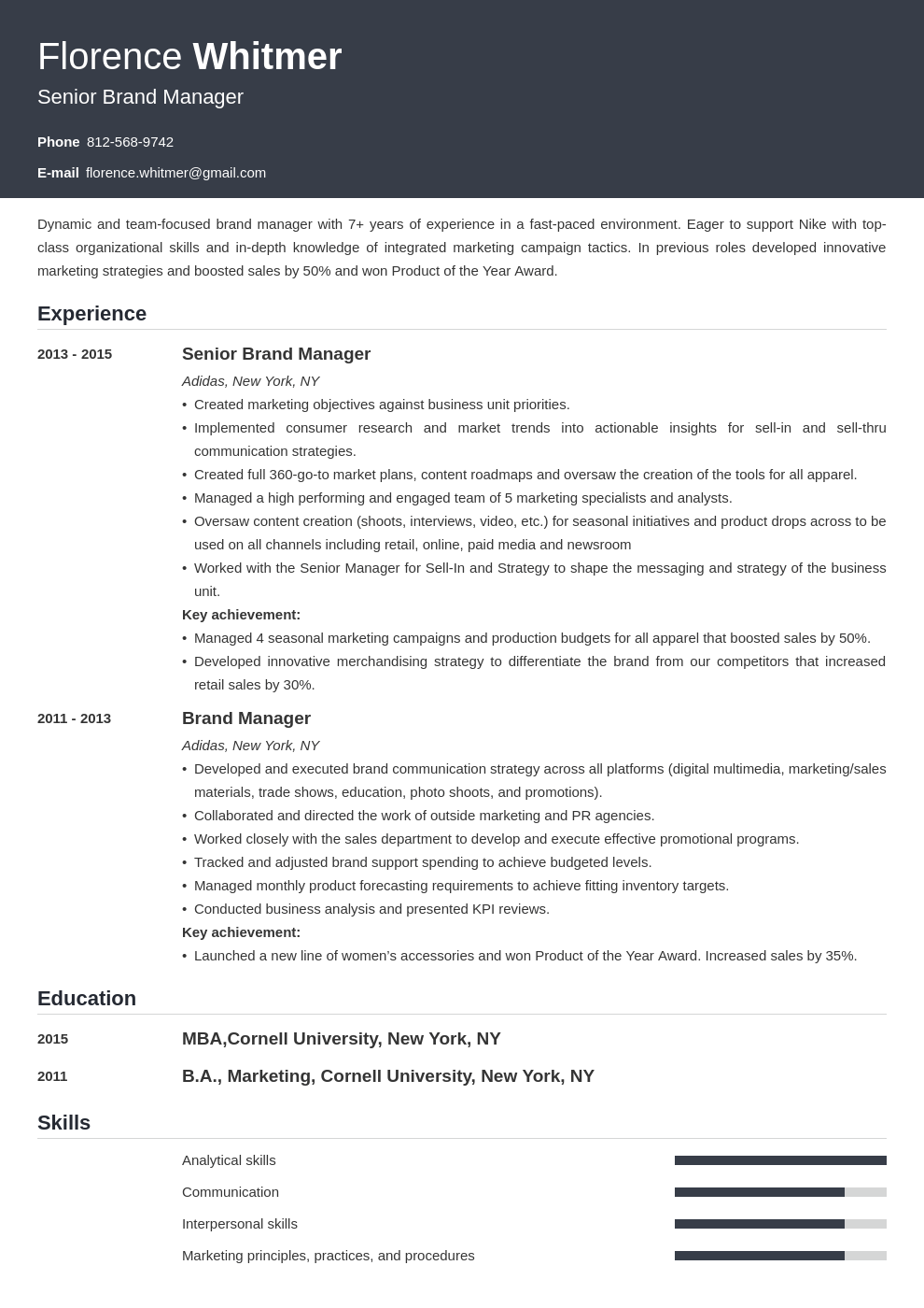 brand manager resume example template influx