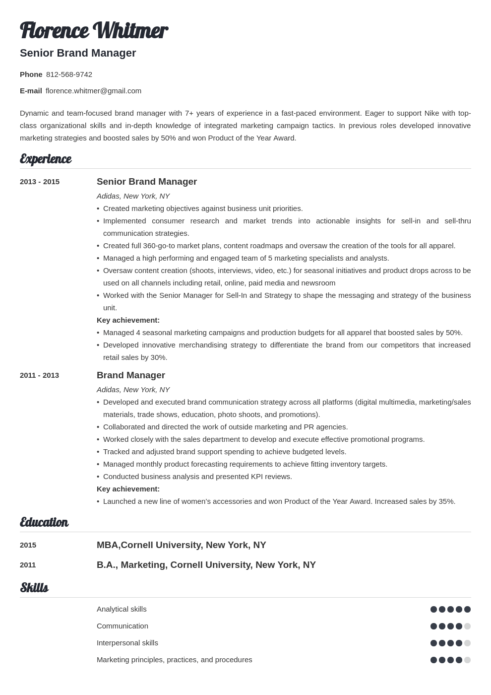 brand manager resume example template valera