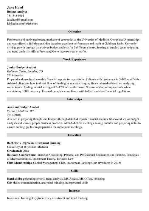 Budget Analyst Resume Sample Guide