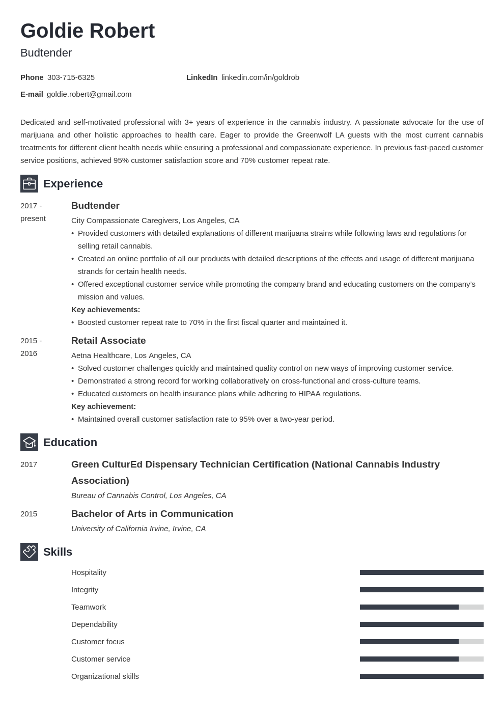 budtender resume example template newcast