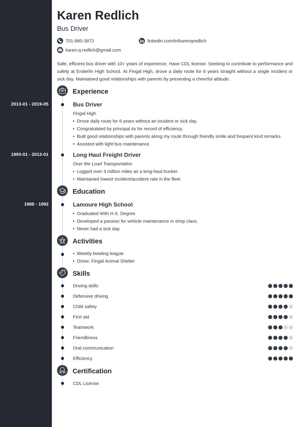 bus driver resume example template concept