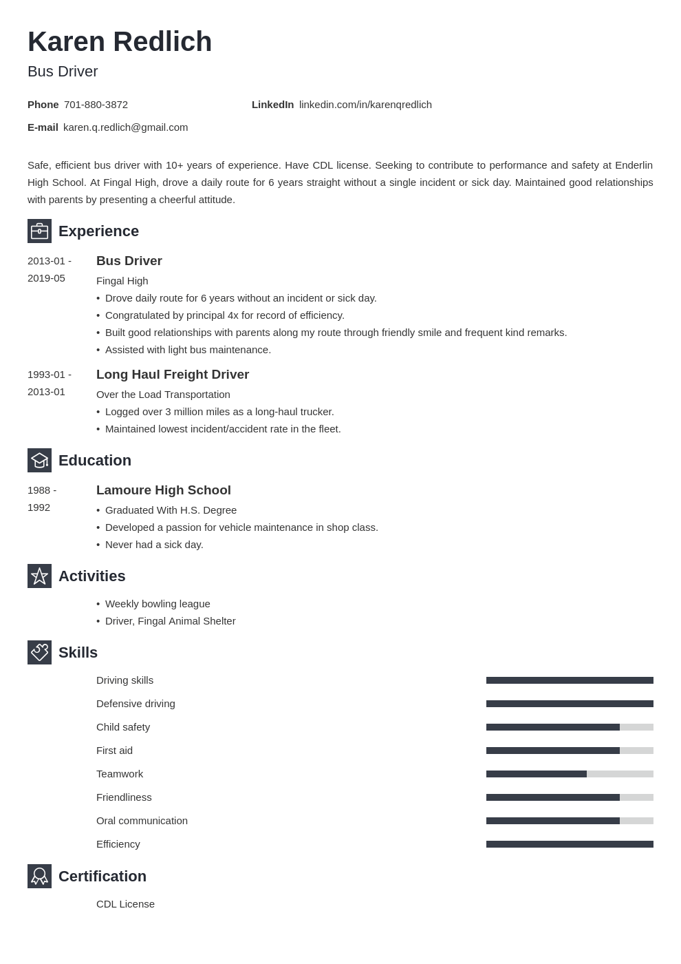 bus driver resume example template newcast