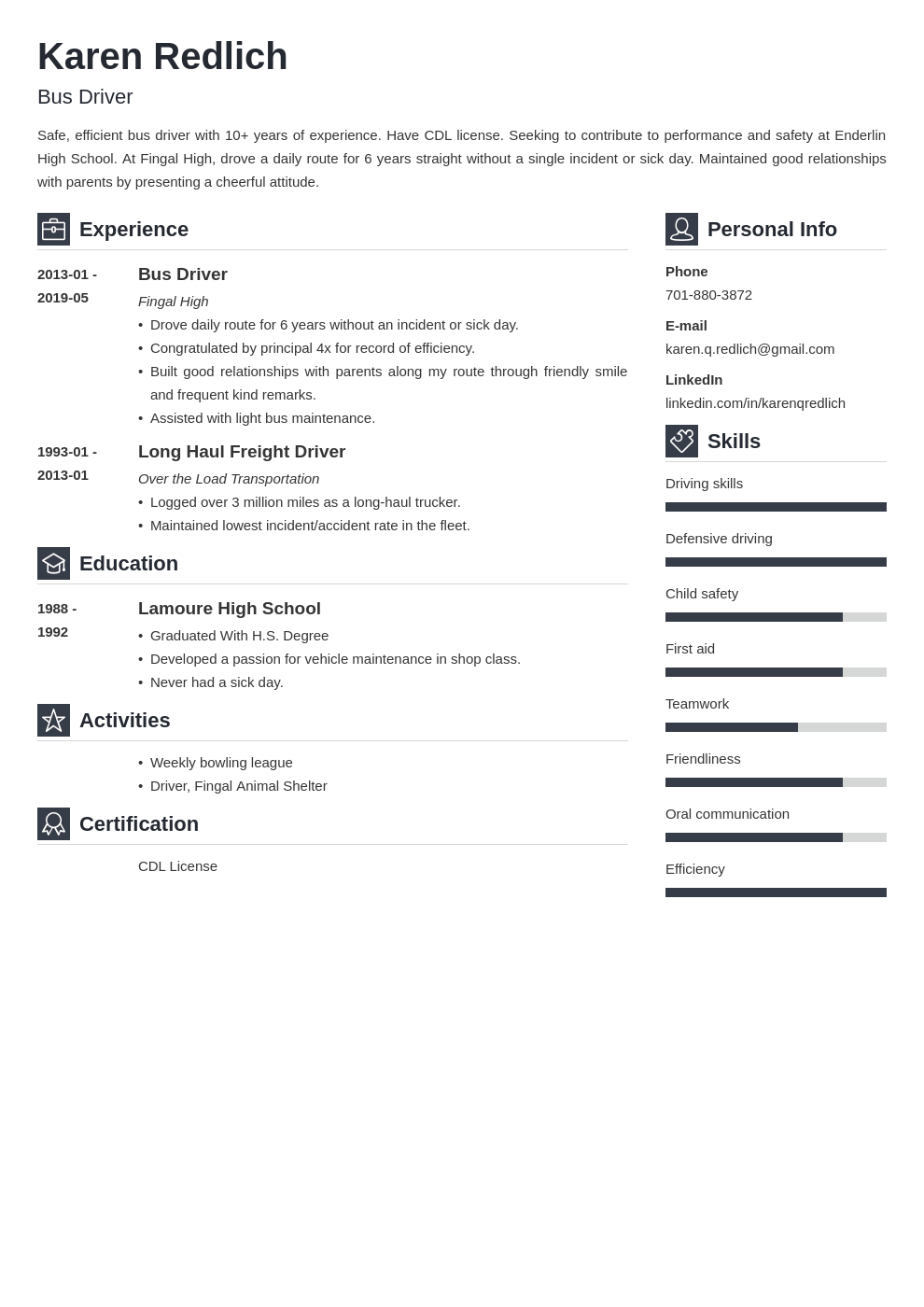bus driver resume example template vibes