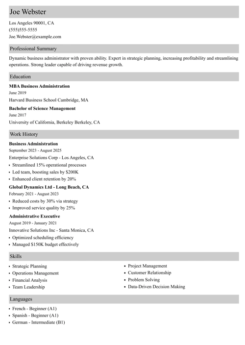 sample resume example