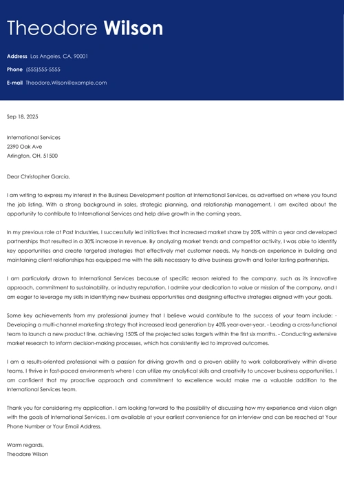 sample cover letter example