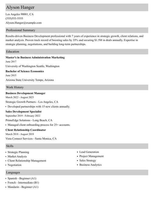 sample resume example