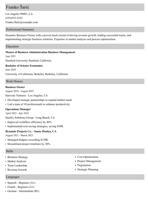 sample resume example