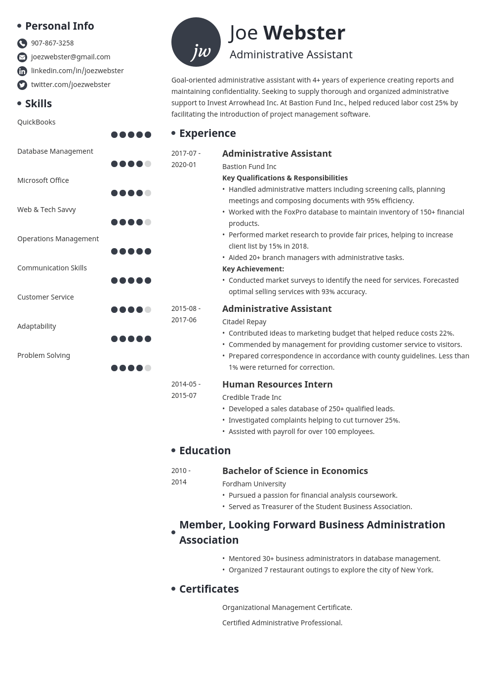 business administration resume samples and writing guide