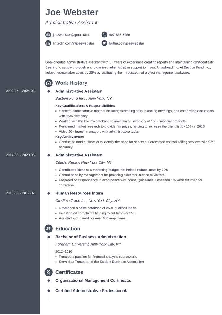 Business Administration Resume Example - Concept