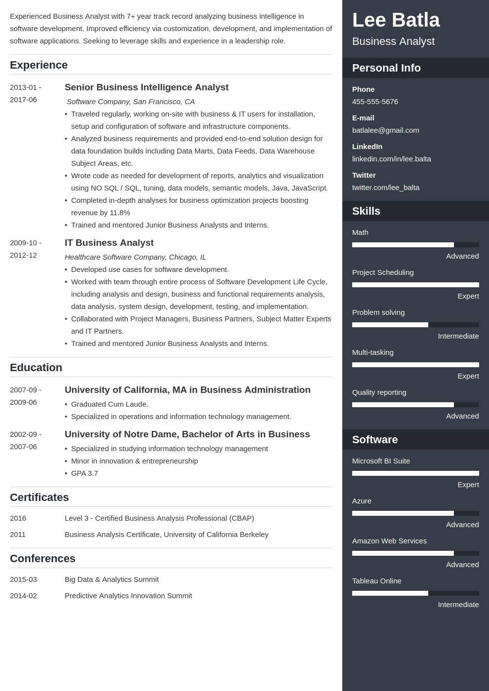 business analyst resume template enfold