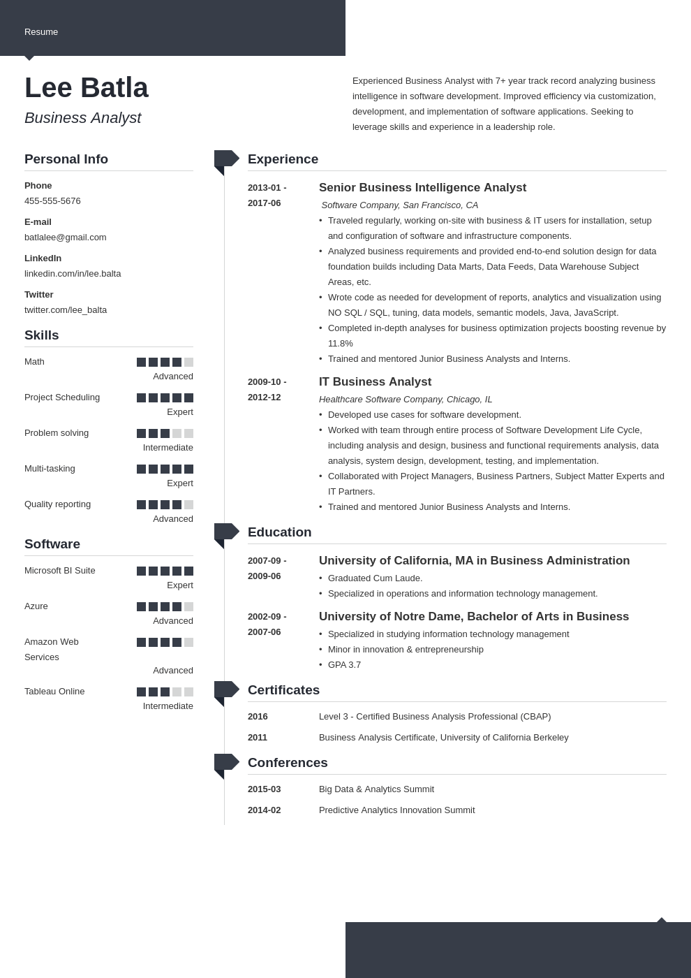 business analyst resume template modern