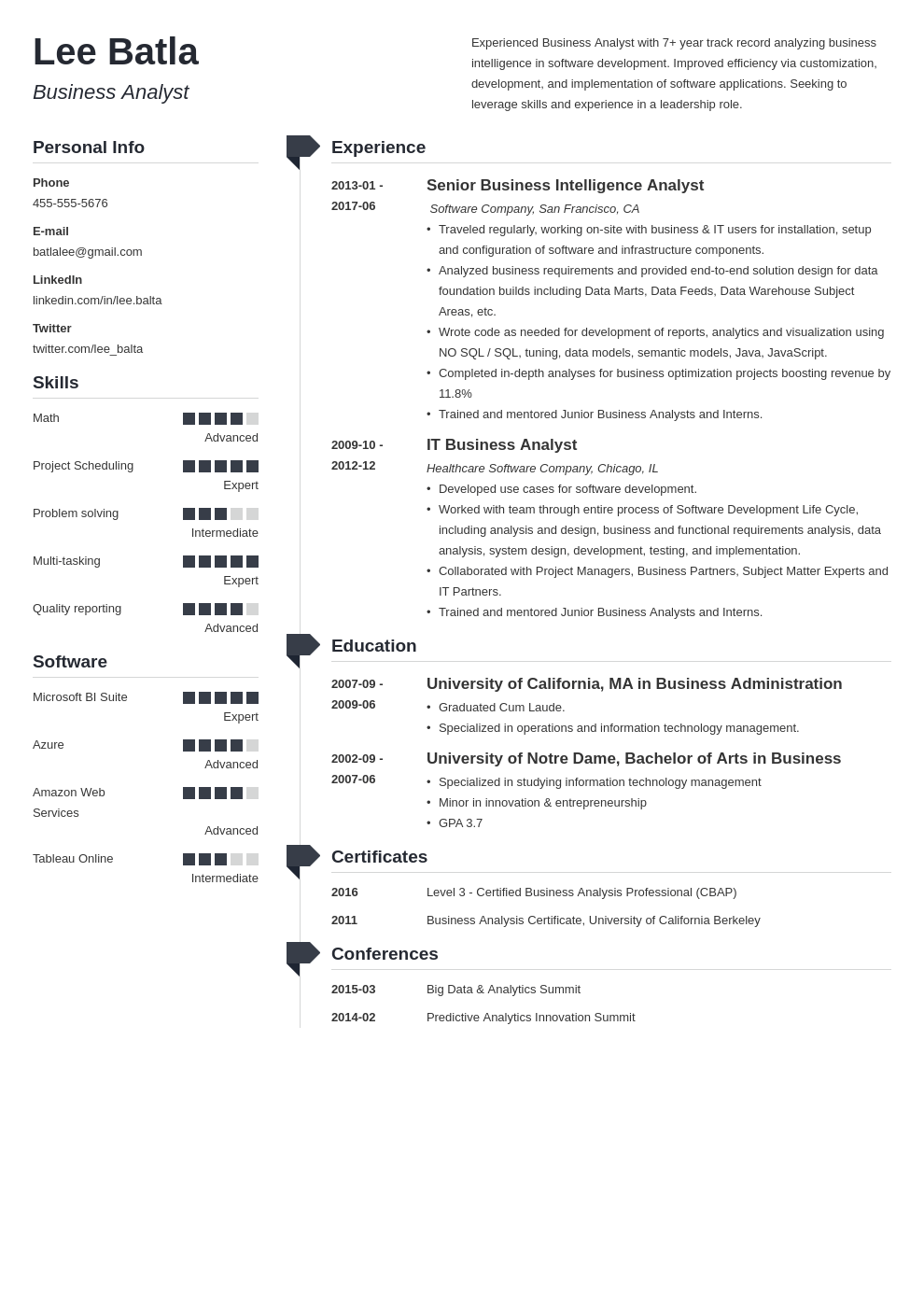 business analyst resume template muse