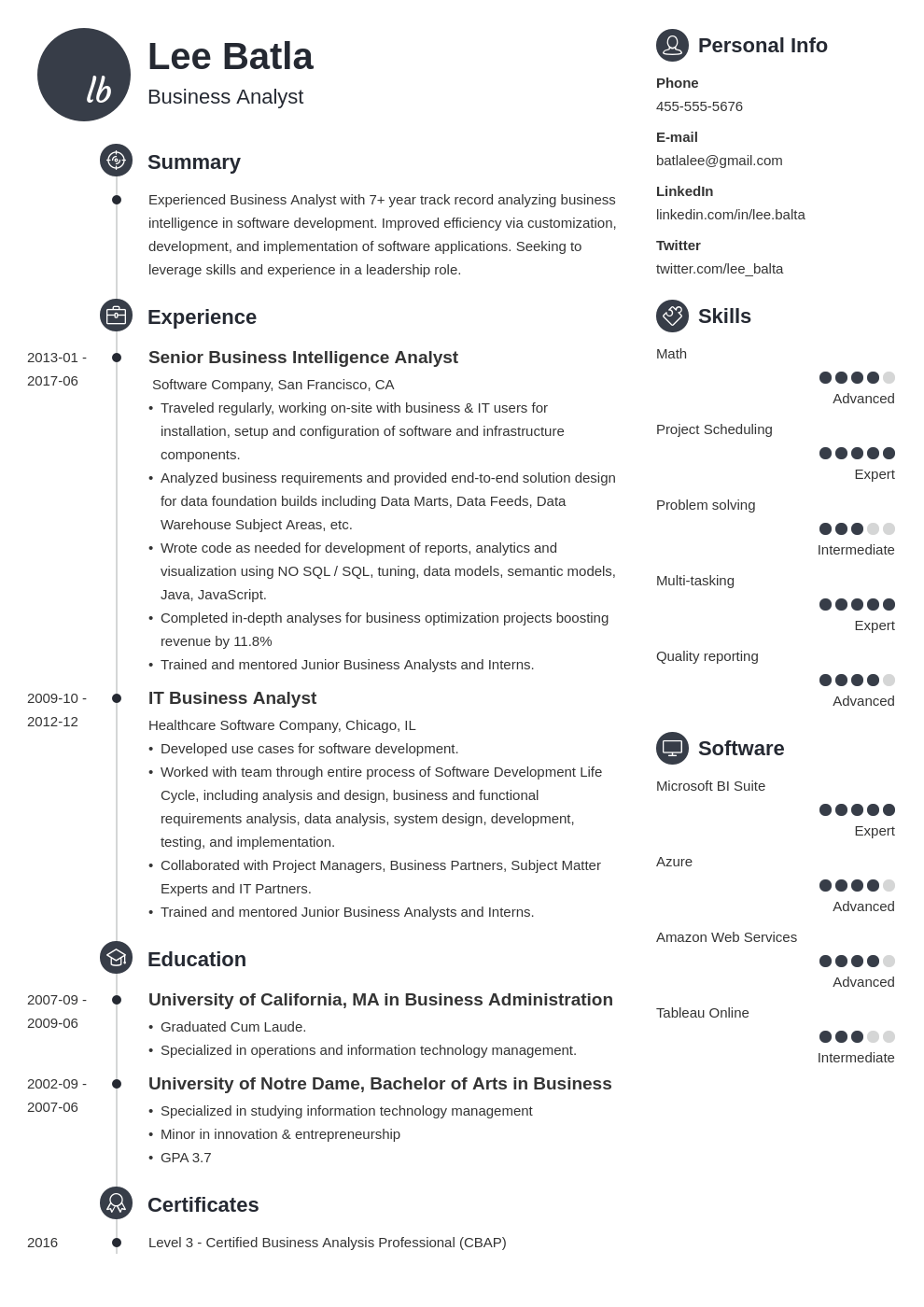 Business Analyst Resume Samples Summary Examples